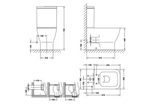 Бачок для унитаза Gala Emma Square 12540