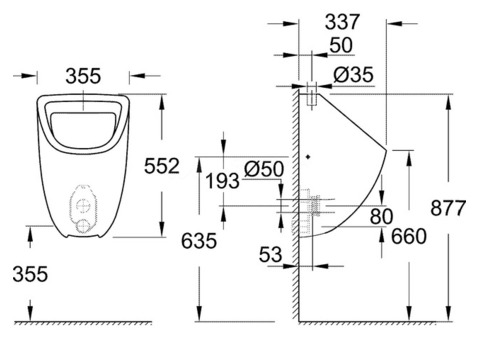 Писсуар настенный Grohe Bau Ceramica 39439000