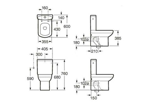 Унитаз напольный Roca Dama Senso Compacto 342518 без бачка и сиденья