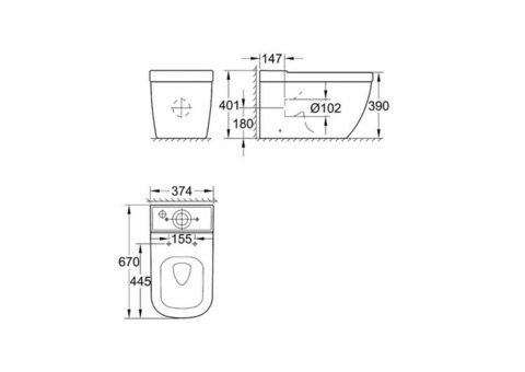 Унитаз приставной Grohe Euro Ceramic 3933800H