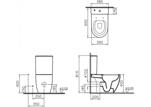 Унитаз-компакт Vitra Sento Rime-Ex 9830B003-7203 Open-Back