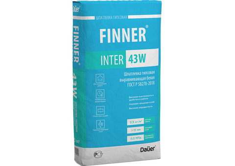 Шпатлевка гипсовая выравнивающая Dauer Finner Inter 43 W белая 20 кг