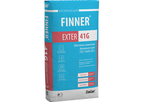 Шпатлевка цементная финишная Dauer Finner Exter 41 G серая 20 кг