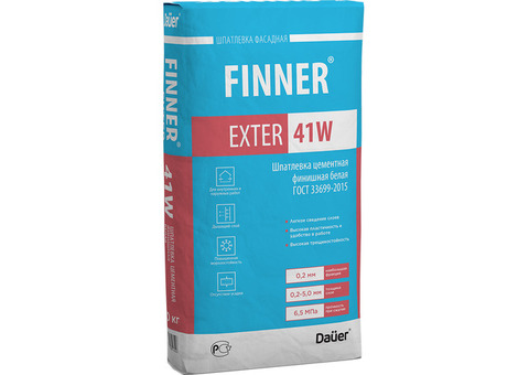 Шпатлевка цементная финишная Dauer Finner Exter 41 W белая 20 кг