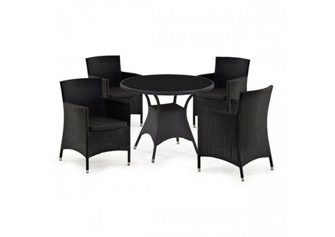 Обеденная группа Афина-Мебель T190A-1/Y189 Black 4Pcs черная