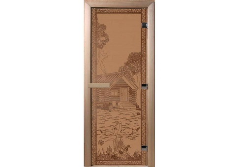 Дверь для сауны стеклянная Doorwood DW00923 Банька в лесу бронза матовая 700х1900 мм