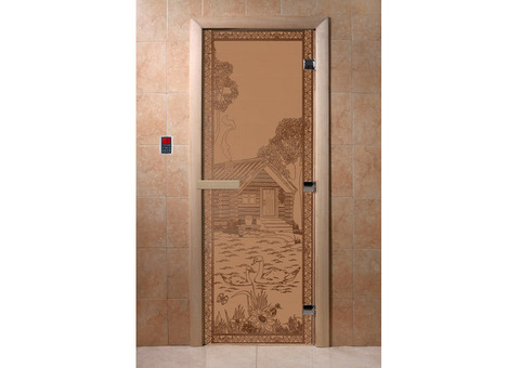 Дверь для сауны стеклянная Doorwood DW00923 Банька в лесу бронза матовая 700х1900 мм