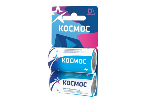 Элемент питания солевой R20 (блист.2шт) Космос KOCR202BL