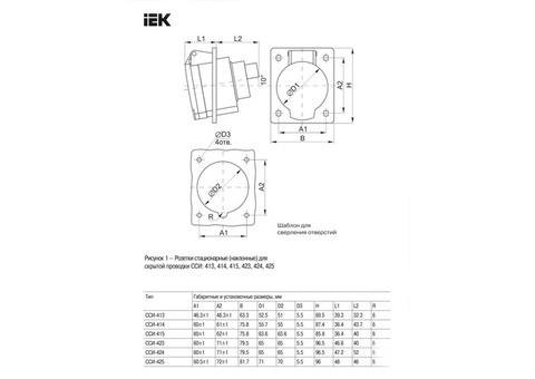 Розетка IEK ССИ-415 2Р+Е+N 16А 380-415В IP44 стационарная скрытая