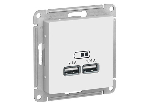 Механизм USB розетки Schneider Electric AtlasDesign ATN000133 двойной белый