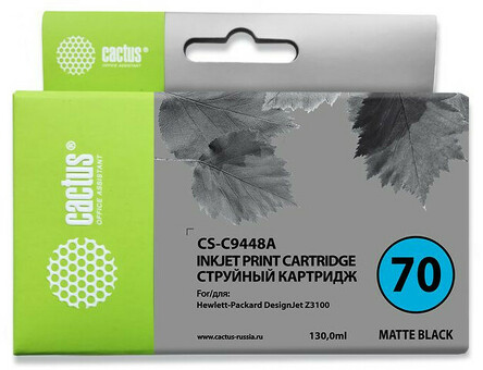 Картридж струйный Кактус CS-C9448A № 70 Черный матовый (130 мл) для HP DJ Z3100 (CS-C9448A)