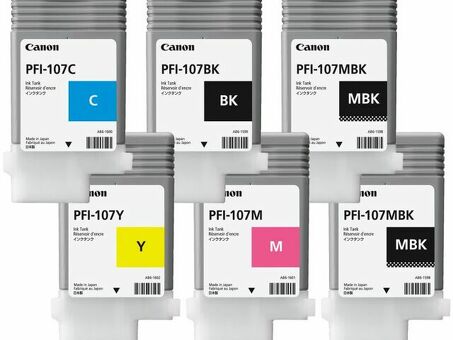 Картридж Canon PFI-107 комплект (MBKX2, BK, M, C, Y) 4 штуки х 90мл , 2шт x 130мл