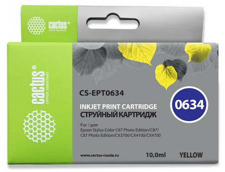 Картридж струйный Cactus CS-EPT0634 желтый ( 10мл ) для Epson Stylus C67/C87/CX3700/CX4100/CX4700 (CS-EPT0634)