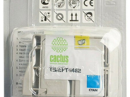 Картридж струйный Cactus CS-EPT0482 голубой (14.4мл) для Epson Stylus Photo R200/R220/R300/R320/R340/RX500/RX600/RX620/RX640 (CS-EPT0482)