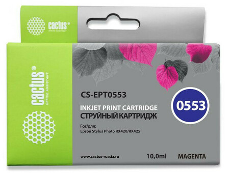 Картридж струйный Cactus CS-EPT0553 пурпурный ( 10мл ) для Epson Stylus RX520/Stylus Photo R240 (CS-EPT0553)