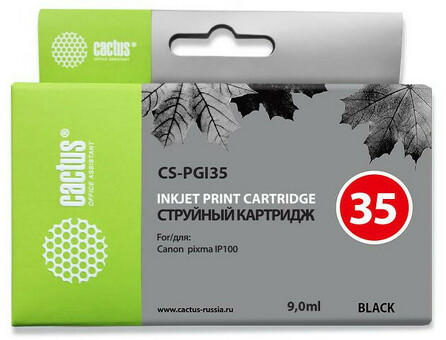 Картридж струйный Cactus CS-PGI35 черный (9мл) для Canon Pixma IP100 (CS-PGI35)