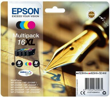 Картридж повышенной емкости Epson 16XL комлект (C,M,Y,K) 4шт.32,4 мл (C13T16364010)