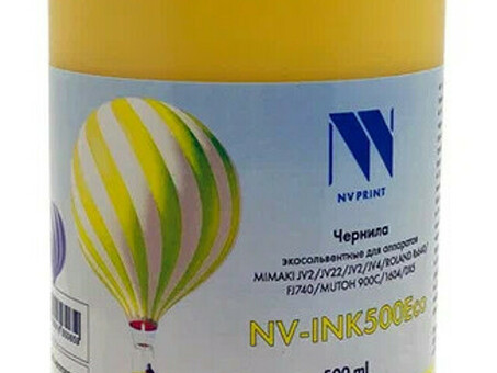 Чернила NV PRINT экосольвентные NV-INK500YEco для аппаратов MIMAKI, ROLAND, MUTOH, 500 мл, Yellow (NV-INK500YEco)