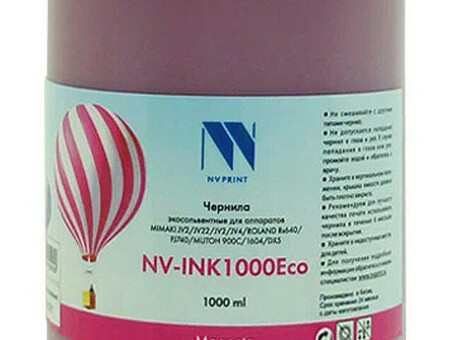Чернила NV PRINT экосольвентные NV-INK1000MEco для аппаратов MIMAKI, ROLAND, MUTOH, 1000 мл, Magenta (NV-INK1000MEco)