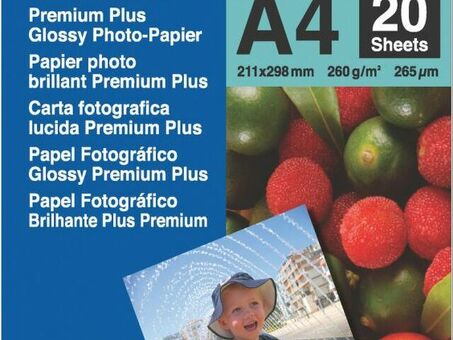 Бумага Brother Premium Plus Glossy Photo Paper, глянцевая, A4 (210 x 297 мм), 260 г/кв.м (20 листов) (BP71GA4)