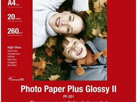 Бумага Canon Photo Paper Plus Glossy II PP-201, глянцевая, A4 (210 x 297 мм), 265 г/кв.м (20 листов)