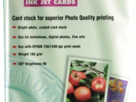 Бумага Epson Photo Quality Ink Jet Card, матовая, 13 x 20 см (127 x 203 мм), 185 г/кв.м (30 листов) (C13S041121)