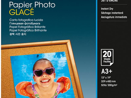 Бумага Epson Photo Paper Glossy, глянцевая, A3+ (329 x 483 мм), 200 г/кв.м (20 листов) (C13S042535)