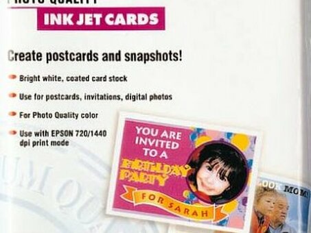Бумага Epson Photo Quality Ink Jet Index Card, матовая, A6 (105 x 148 мм), 188 г/кв.м (50 листов) (C13S041054)
