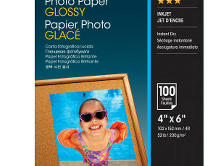 Бумага Epson Photo Paper Glossy, глянцевая, 10 x 15 см (100 x 150 мм), 200 г/кв.м (100 листов) (C13S042548)