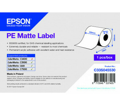 Бумага Epson PE Matte Label, матовая, 220мм x 750м (C33S045530)