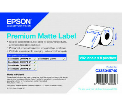 Бумага Epson Premium Matte Label, матовая, 105мм x 210мм, 282 шт. (C33S045740)
