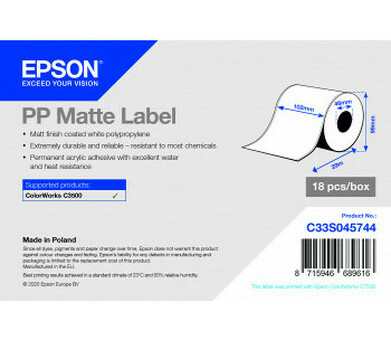 Бумага Epson PP Matte Label, матовая, 102мм x 29м (C33S045744)