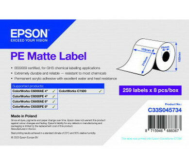 Бумага Epson PE Matte Label, матовая, 105мм x 210мм, 259 шт. (C33S045734)
