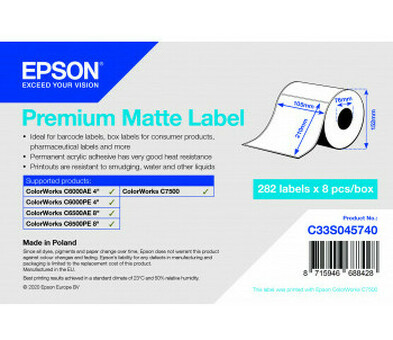 Бумага Epson PP Matte Label, матовая, 51мм x 29м (C33S045742)