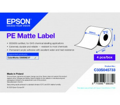 Бумага Epson PE Matte Label, матовая, 203мм x 55м (C33S045733)