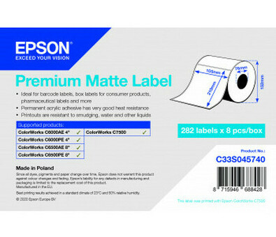 Бумага Epson Premium Matte Label, матовая, 102мм x 60м (C33S045741)