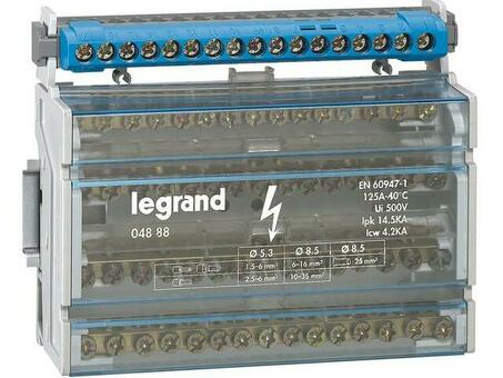 Модульный распределительный блок 4П 125A 15 подключений. Legrand