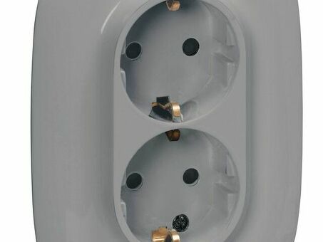 Двойная электрическая розетка 2х2К+З безвинтовые зажимы, с рамкой. Алюминий. Valena Allure. Legrand