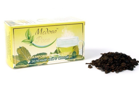 Чай зелёный с мятой глазированный экстрактом стевии 50 гр