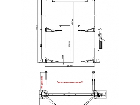 Подъемник двухстоечный KraftWell электрогидравлический KRW5.5MUXL_blue