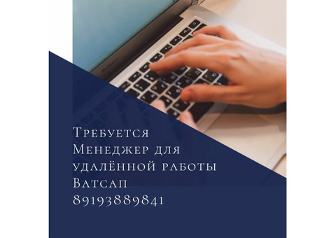 Менеджер. Удалённая работа в свободном графике