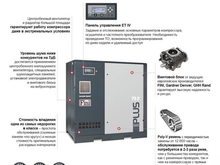 Винтовой компрессор без ресивера с частотником FINI PLUS 56-10 VS