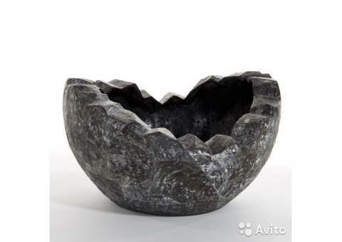 Кашпо bowl black tab shell cracked - wavy bowl BLA