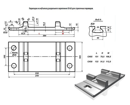 Подкладка для железнодорожных путей РЖД ВЕС КБ 65 - купить в России