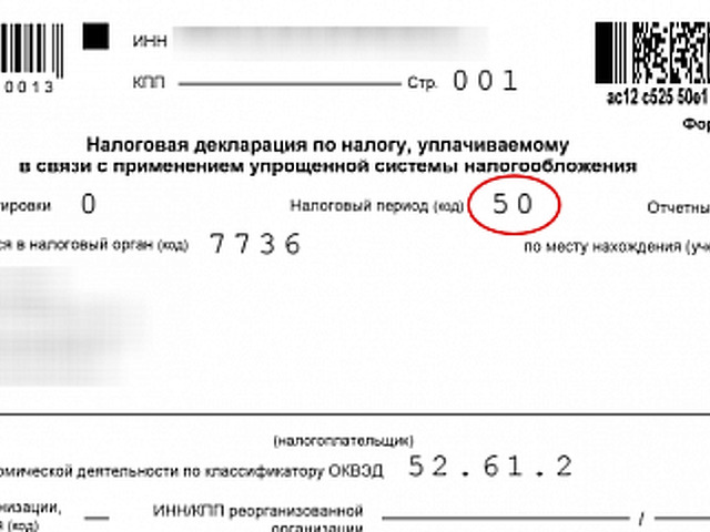 Код налогового периода в уведомлении по усн