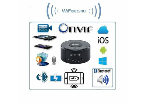 IP видеоняня WiFi ( беспроводная зарядка, моно колонка Bluetooth) с ак