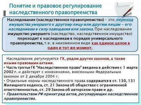 Наследование по закону в гражданском праве