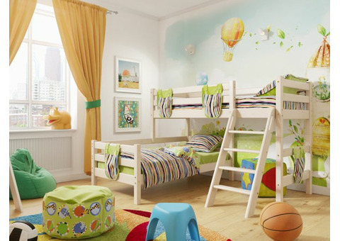 Кровать детская двухъярусная угловая с наклонной лестницей 'Соня' №8