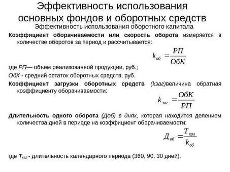 Основные показатели эффективности в разделах 