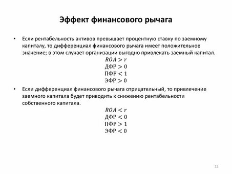 Когда было достигнуто положительное влияние финансового рычага